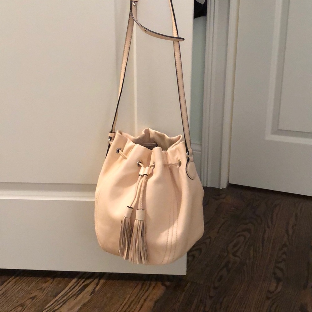 Jcrew leather crossbody drawstring bag